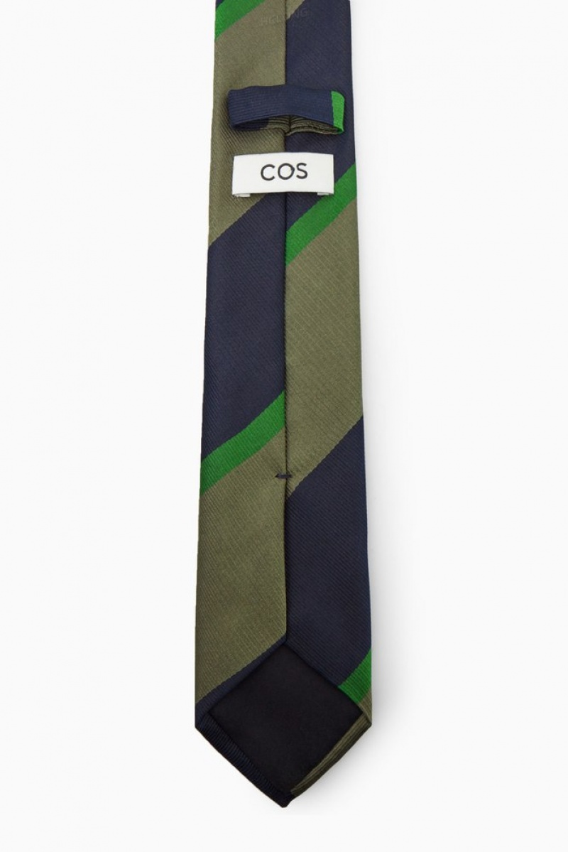 Navy / Blue / Striped COS Striped Pure Silk Tie | JT68-R2RB