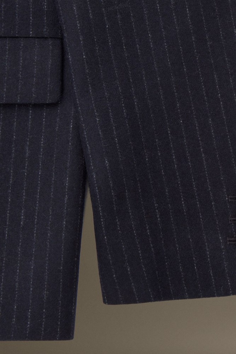 Navy / Pinstriped COS Pinstriped Wool Blazer - Regular | QX02-K8PF