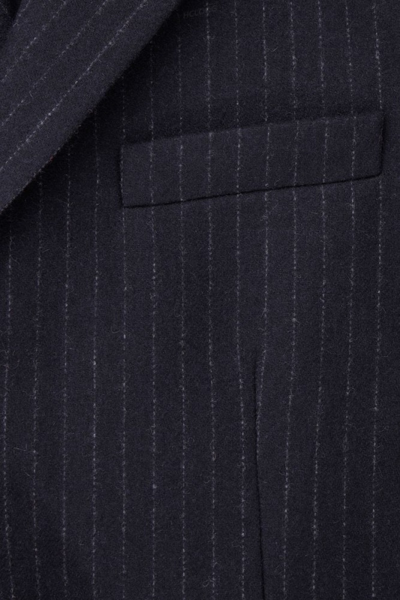 Navy / Pinstriped COS Pinstriped Wool Blazer - Regular | QX02-K8PF