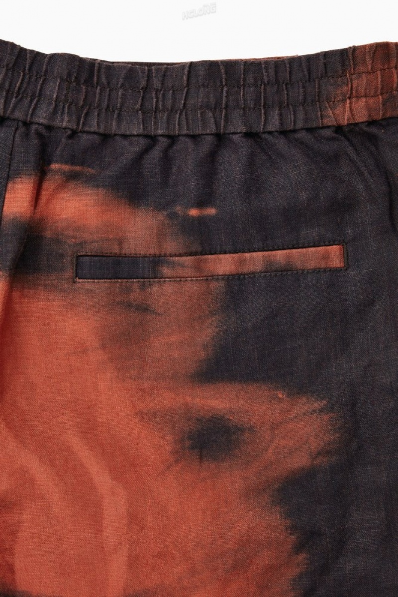 Navy / Rust / Printed COS Elasticated Linen Shorts | AI62-G5VV