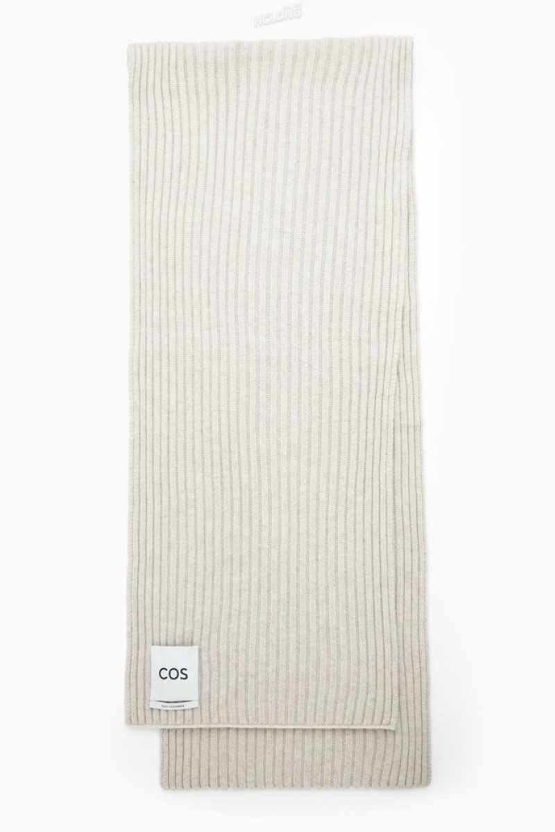 Off-White COS Chunky Ribbed Pure Cashmere Scarf | VJ96-O5IT