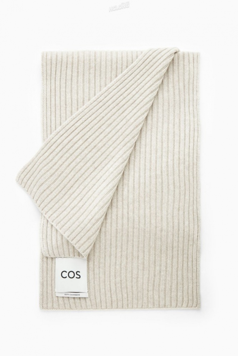 Off-White COS Chunky Ribbed Pure Cashmere Scarf | VJ96-O5IT