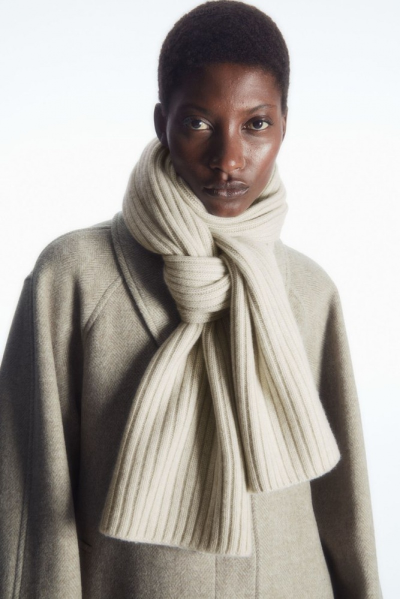 Off-White COS Chunky Ribbed Pure Cashmere Scarf | VJ96-O5IT