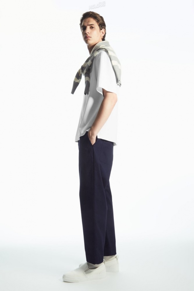 Off-White COS Elasticated Twill Trousers | PN29-W9HS