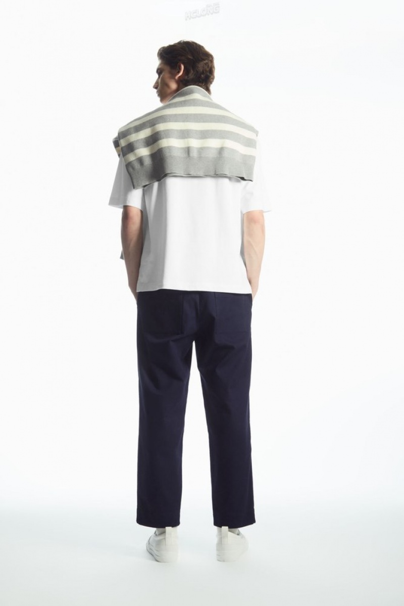 Off-White COS Elasticated Twill Trousers | PN29-W9HS