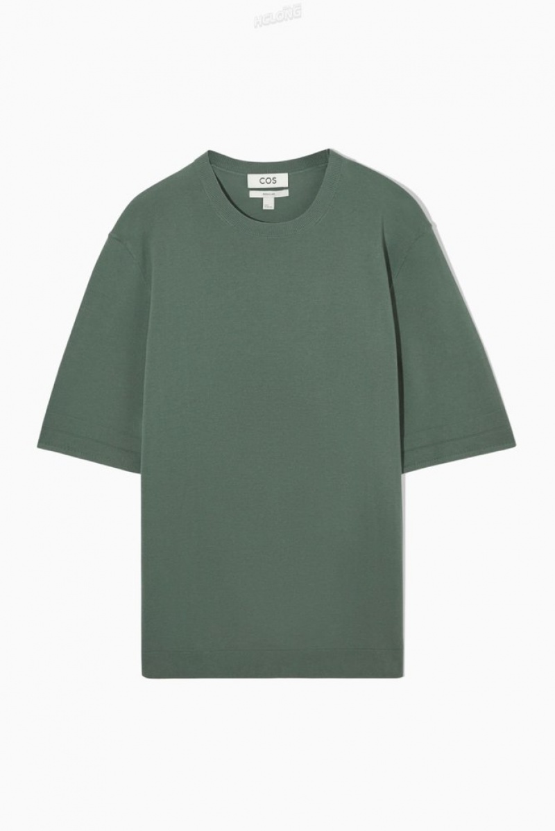 Off-White COS Regular-Fit Knitted-Cuff T-Shirt | IN79-G8TM