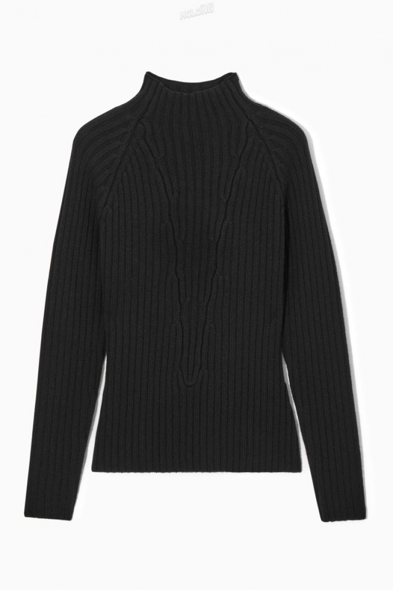 Off-White COS Ribbed Pure Cashmere Turtleneck Jumper | RV64-X6SZ