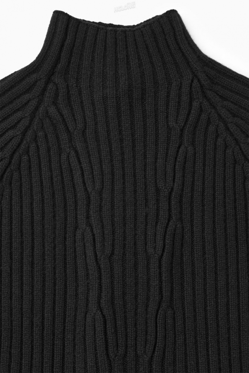 Off-White COS Ribbed Pure Cashmere Turtleneck Jumper | RV64-X6SZ