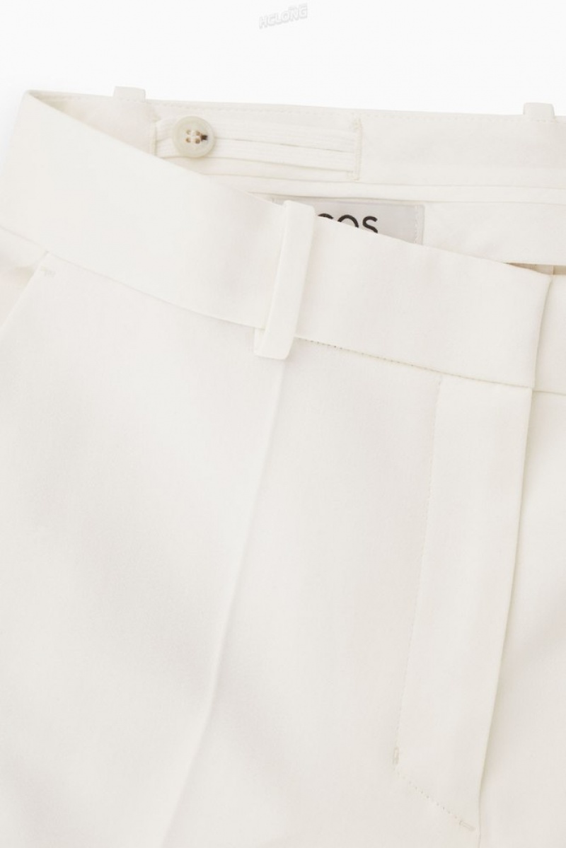 Off White COS Low-Rise Straight-Leg Crepe Trousers | UU52-C0JZ