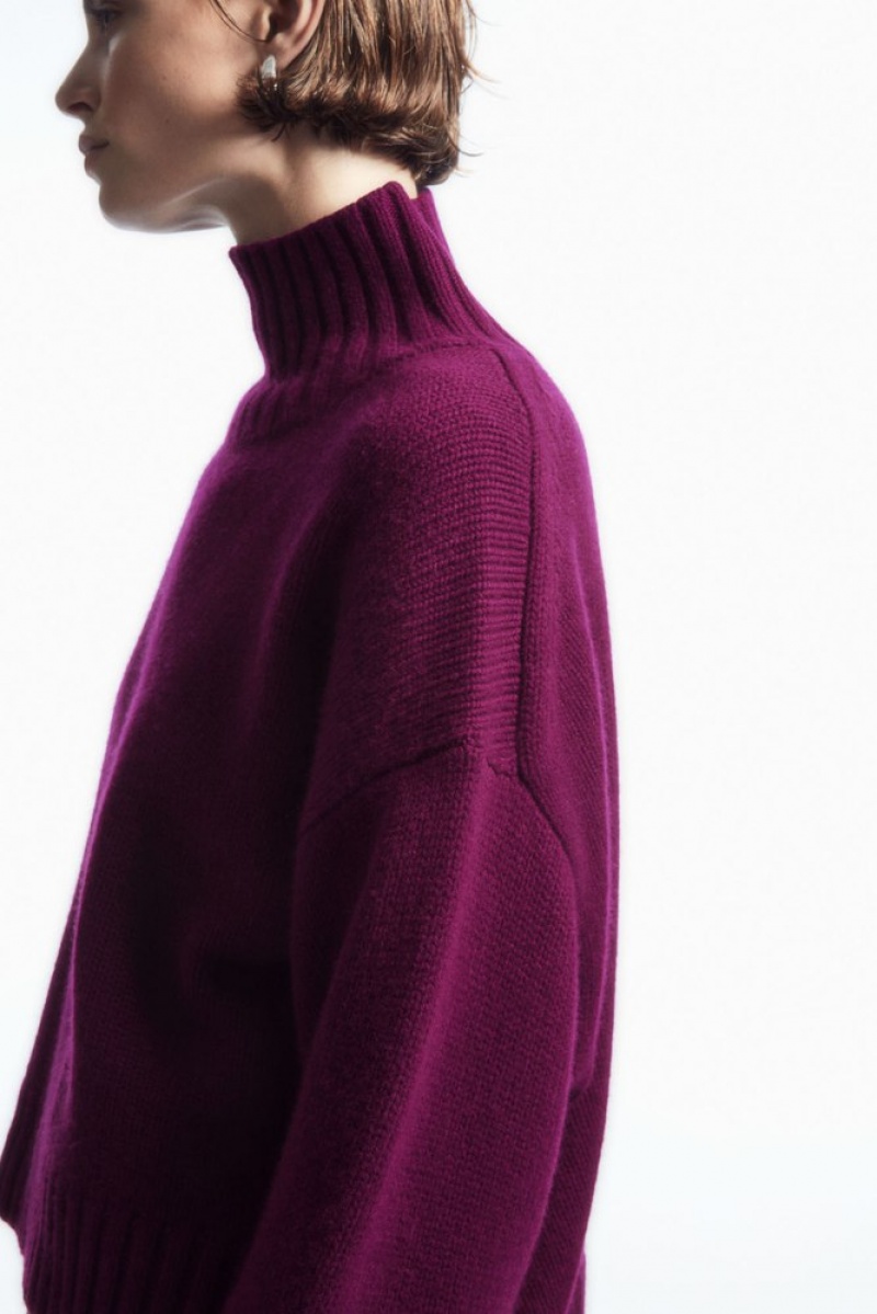 Plum COS Chunky Pure Cashmere Turtleneck Jumper | DE41-G0TO