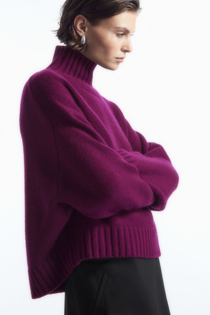 Plum COS Chunky Pure Cashmere Turtleneck Jumper | DE41-G0TO