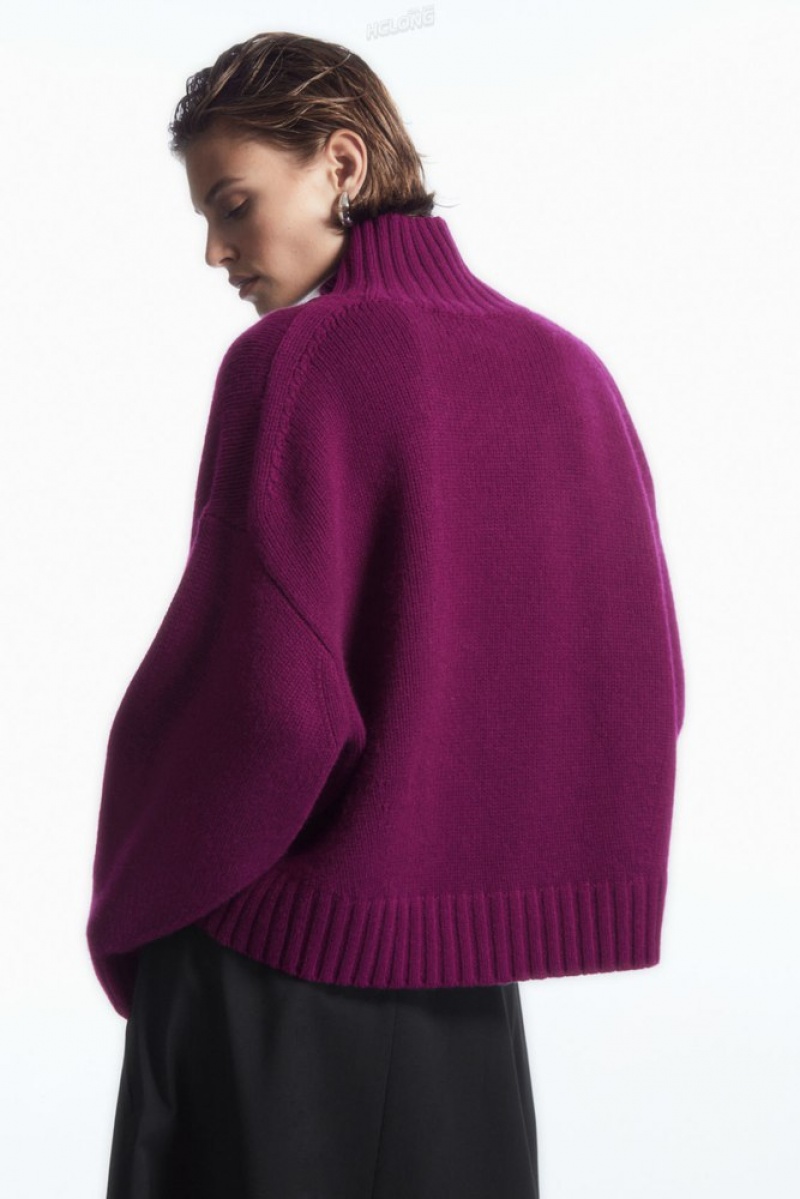 Plum COS Chunky Pure Cashmere Turtleneck Jumper | DE41-G0TO