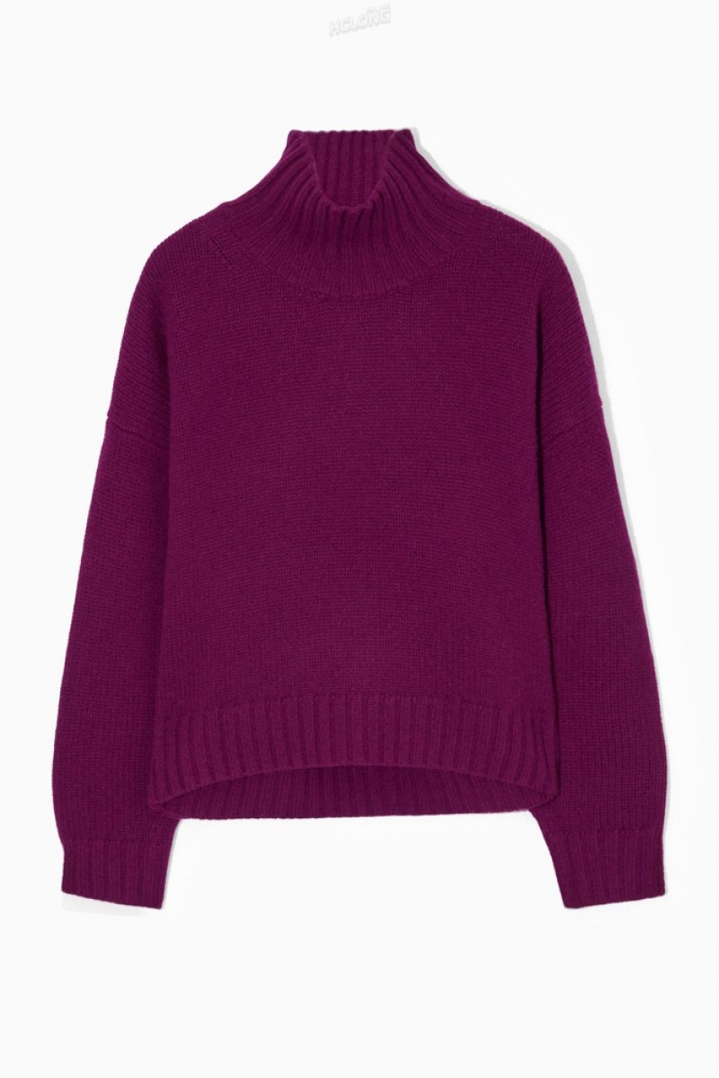 Plum COS Chunky Pure Cashmere Turtleneck Jumper | DE41-G0TO