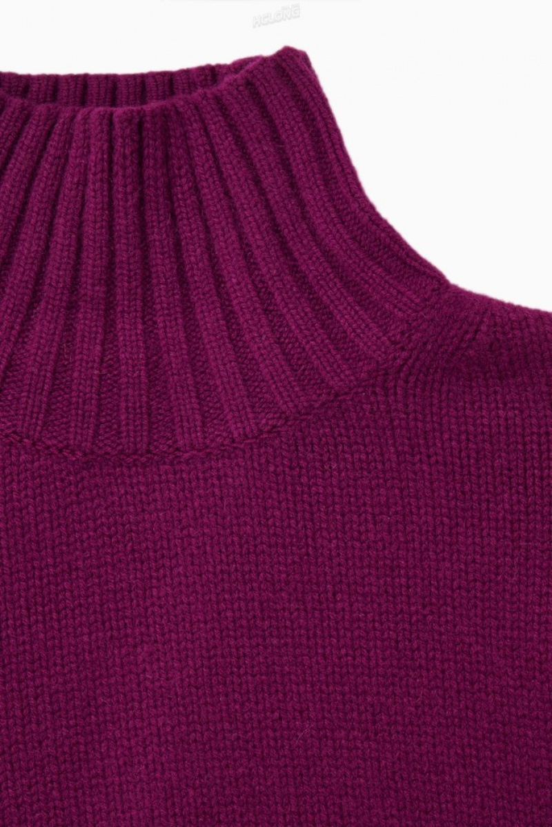 Plum COS Chunky Pure Cashmere Turtleneck Jumper | DE41-G0TO