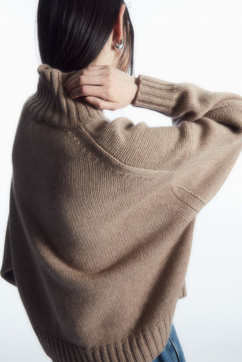 Plum COS Chunky Pure Cashmere Turtleneck Jumper | YB61-P6IQ