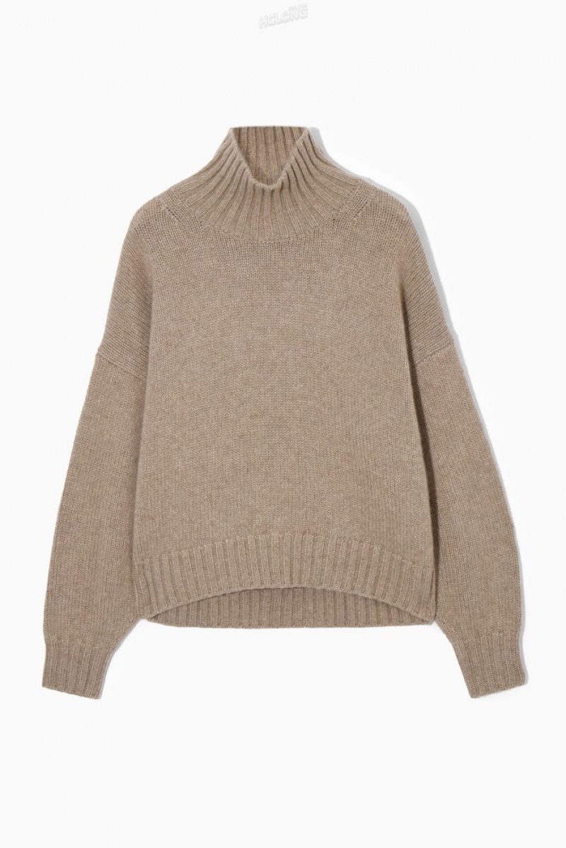 Plum COS Chunky Pure Cashmere Turtleneck Jumper | YB61-P6IQ