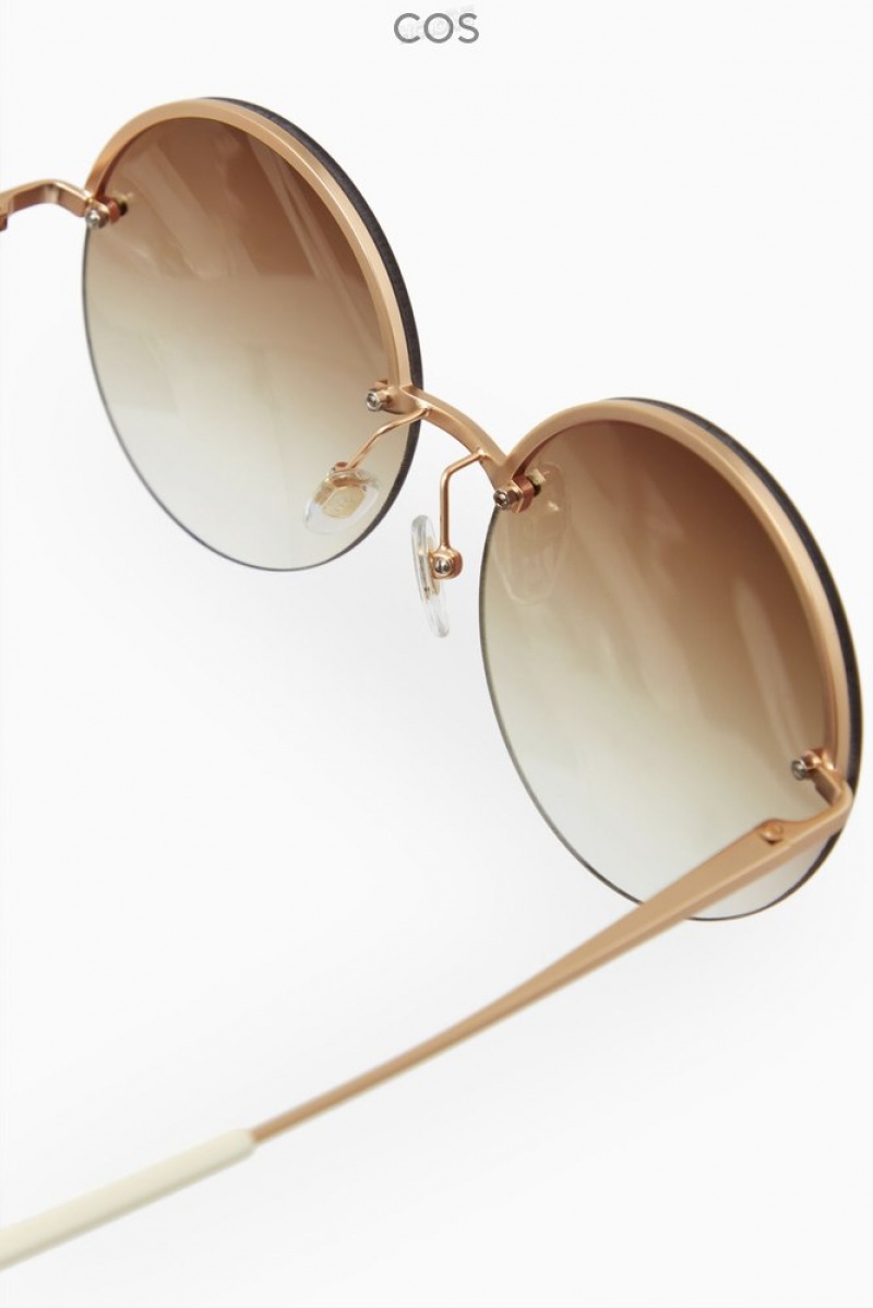 Rose Gold COS The Round Half-Rim Sunglasses | KD95-G5FD