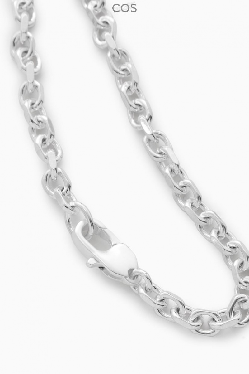 Silver COS Geometric Oval-Link Bracelet | QO03-B7DN