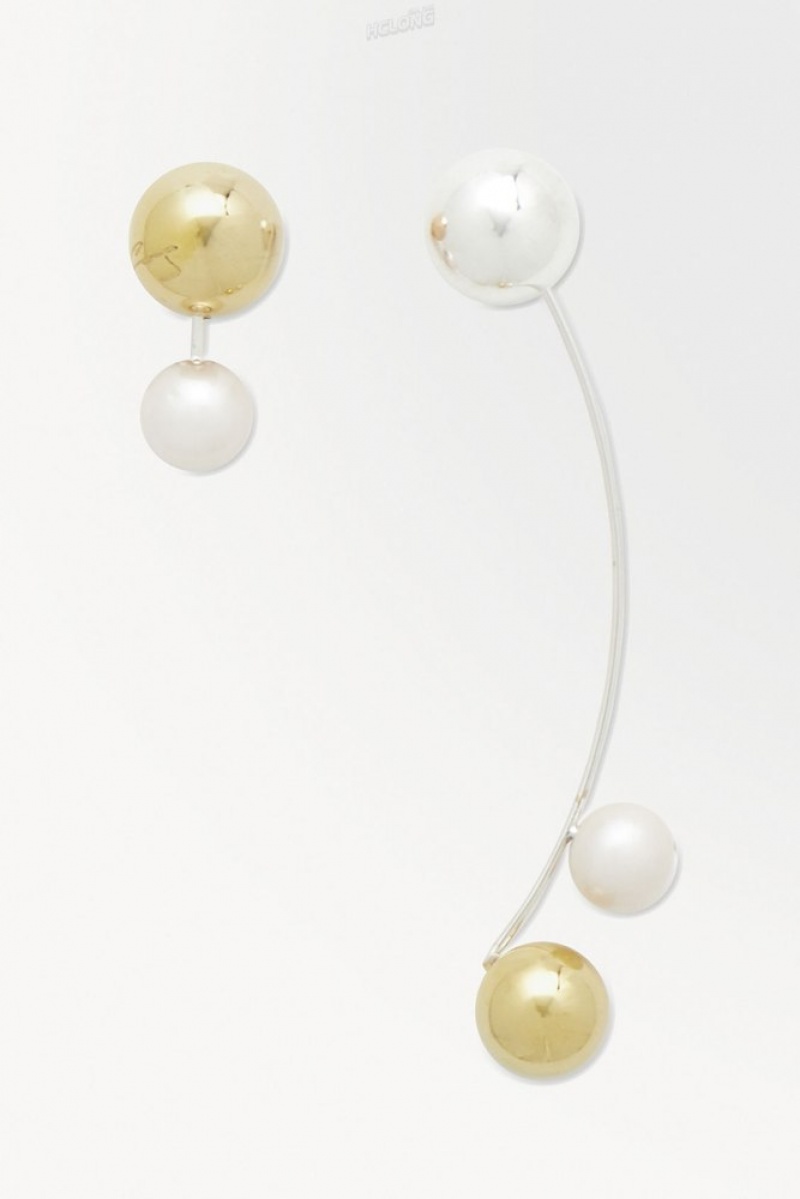 Silver COS The Sphere Pearl Earrings | LY09-C4HM