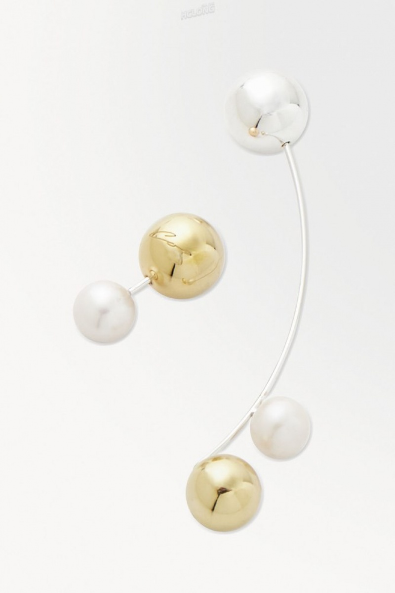 Silver COS The Sphere Pearl Earrings | LY09-C4HM