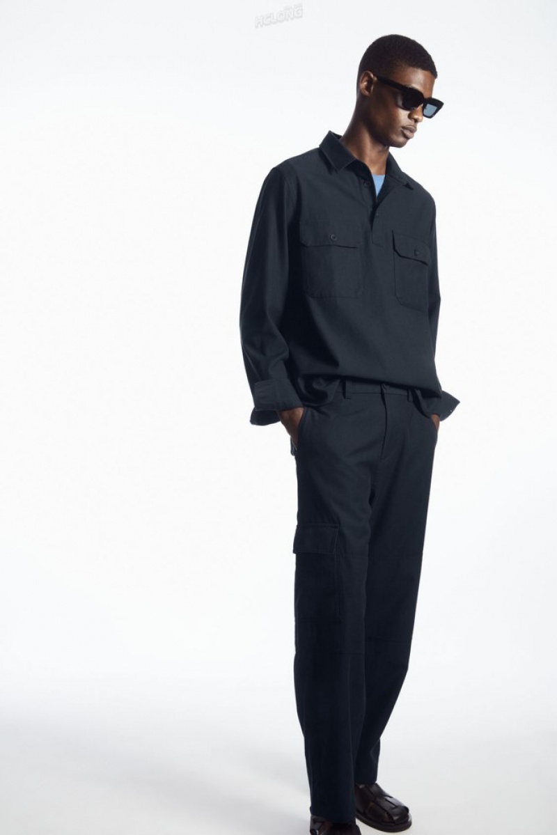 Stone COS Tapered Utility Trousers | HE80-V8ZK