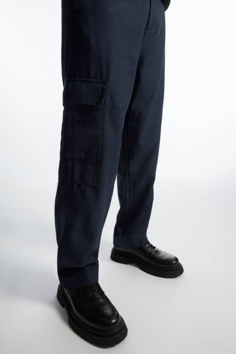 Stone COS Tapered Utility Trousers | HE80-V8ZK