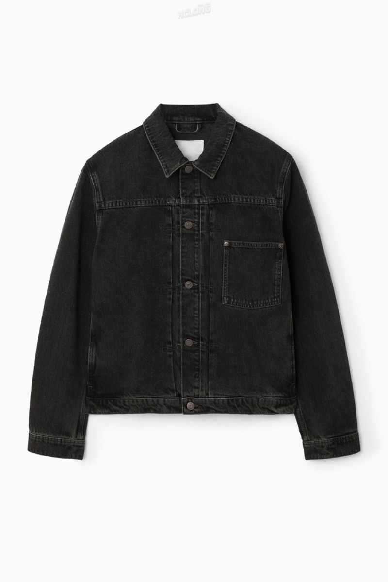 Washed Black COS Boxy Denim Jacket | ME87-O6IA