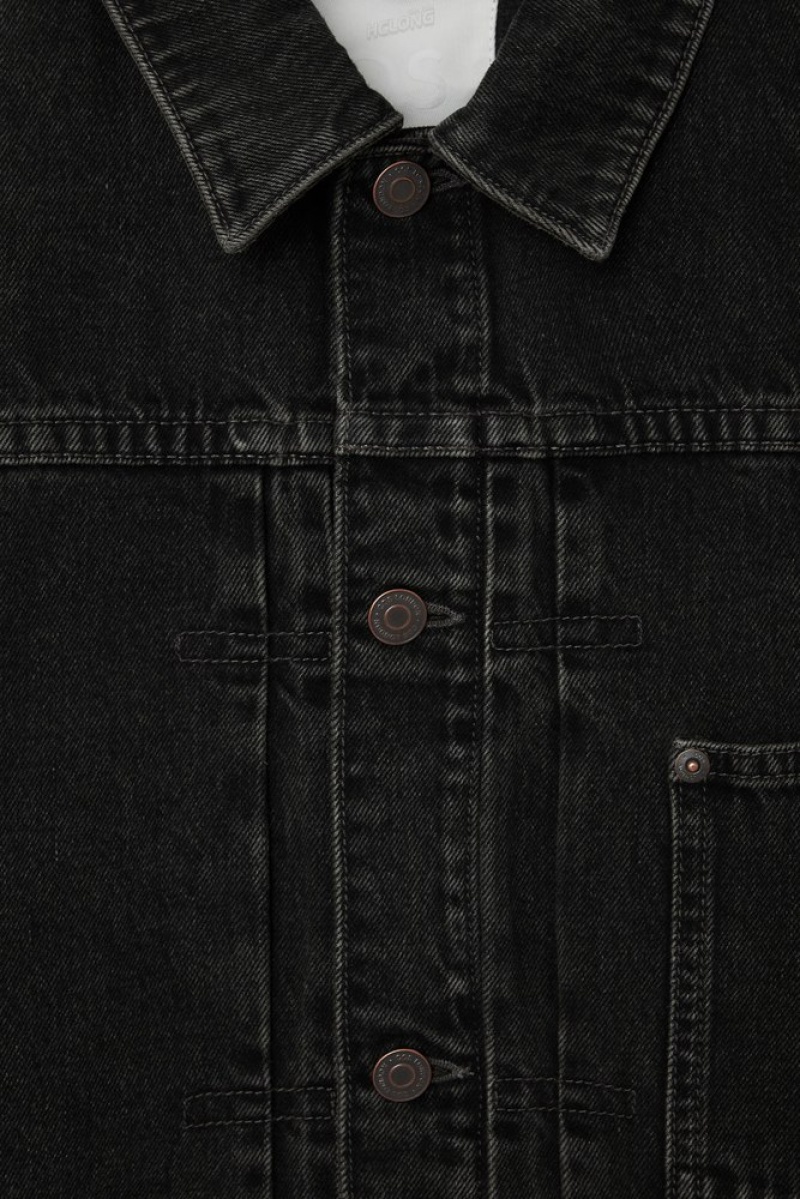 Washed Black COS Boxy Denim Jacket | ME87-O6IA