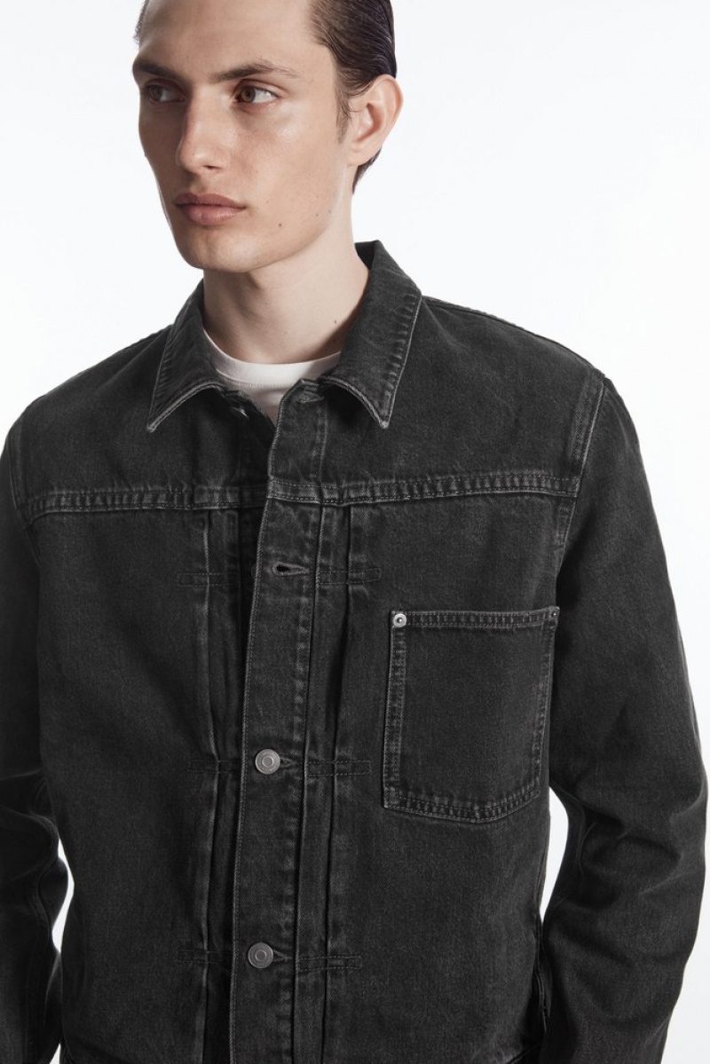 Washed Black COS Boxy Denim Jacket | ME87-O6IA