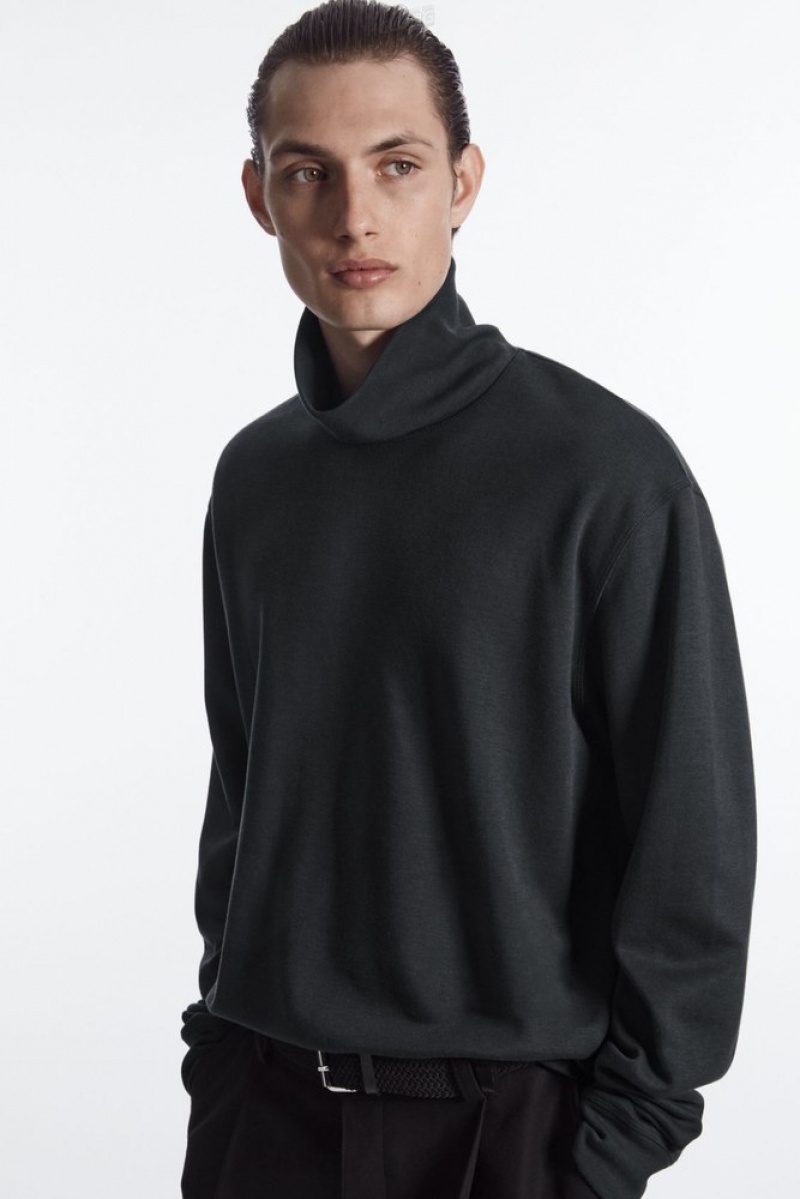 Washed Black COS Turtleneck Sweatshirt | FK85-X8UH