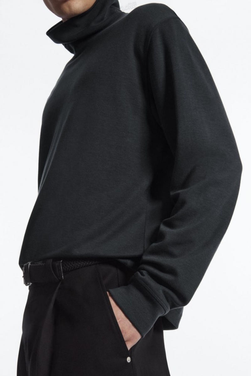 Washed Black COS Turtleneck Sweatshirt | FK85-X8UH