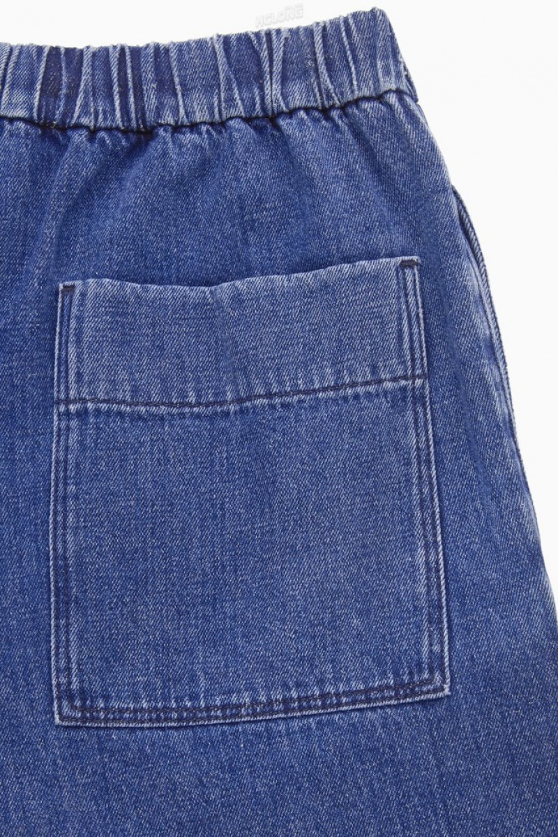 Washed Blue COS Elasticated-Waist Denim Pants | FS25-G8EN