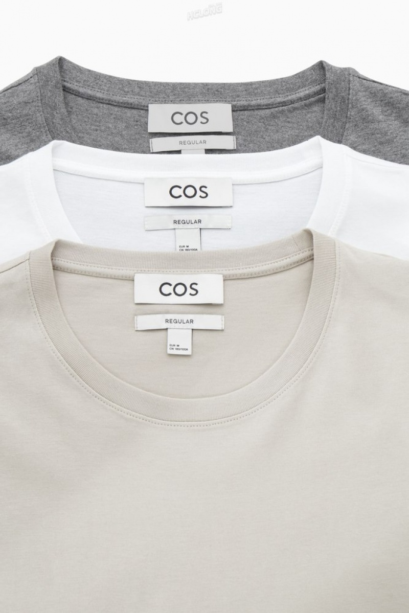 White COS 3-Pack The Extra Fine T-Shirts | GN63-Q2XQ