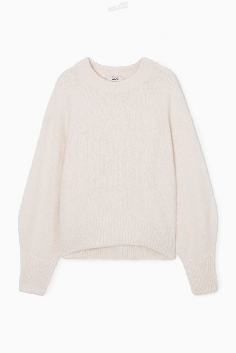 White COS Alpaca-Blend Crew-Neck Sweater | VG64-S7YJ