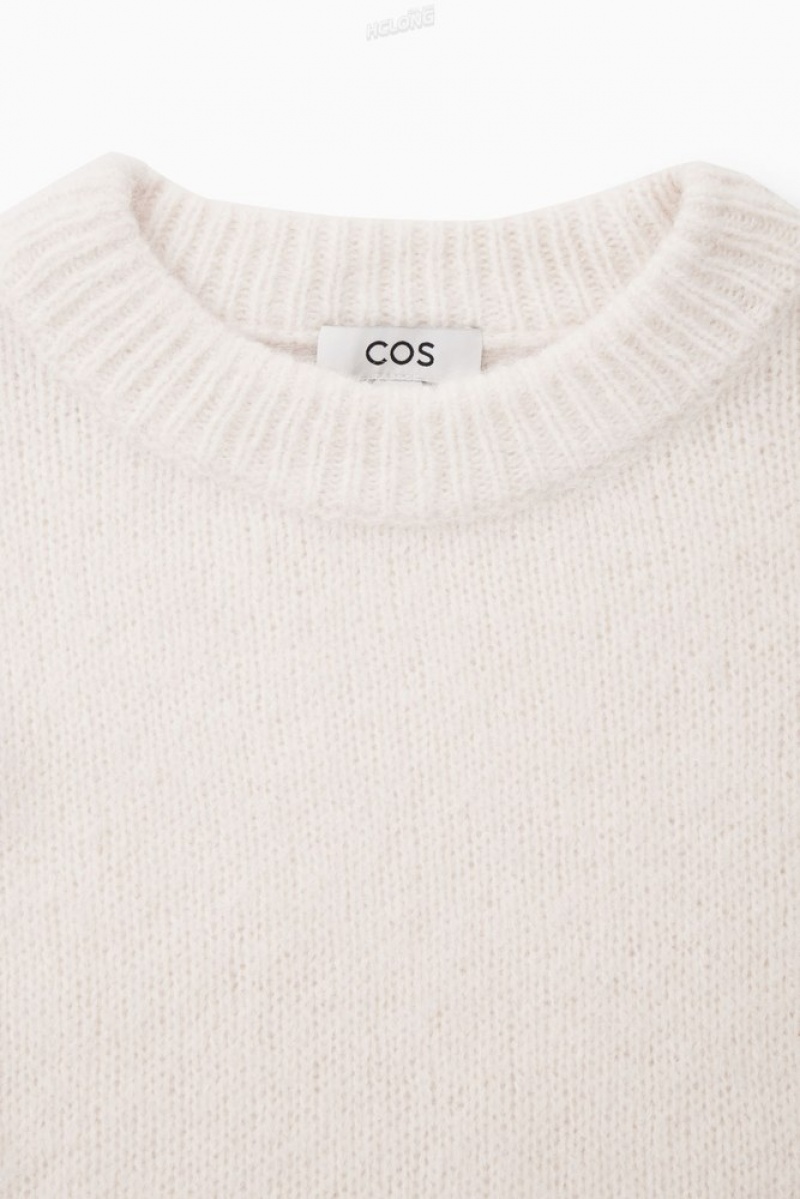 White COS Alpaca-Blend Crew-Neck Sweater | VG64-S7YJ