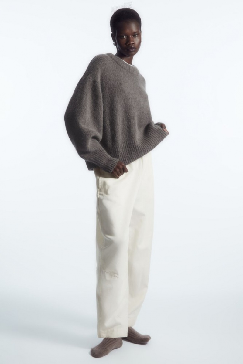 White COS Alpaca-Blend Crew-Neck Sweater | MJ62-X8GK