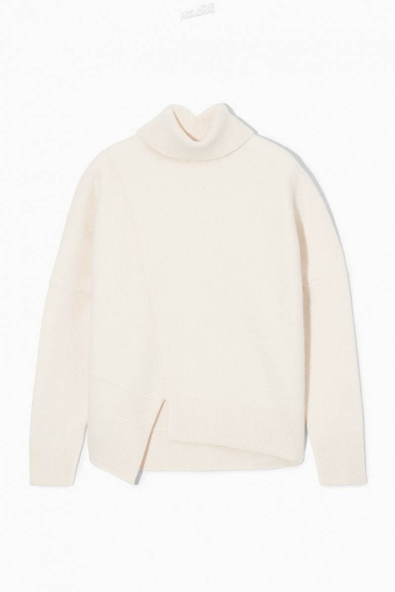 White COS Asymmetric Merino Wool Sweater | DM70-C0RQ