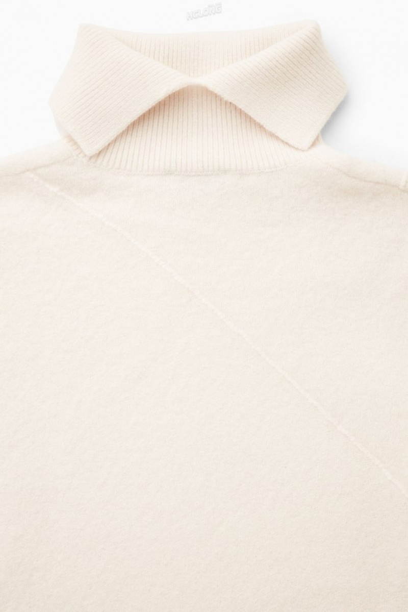 White COS Asymmetric Merino Wool Sweater | DM70-C0RQ