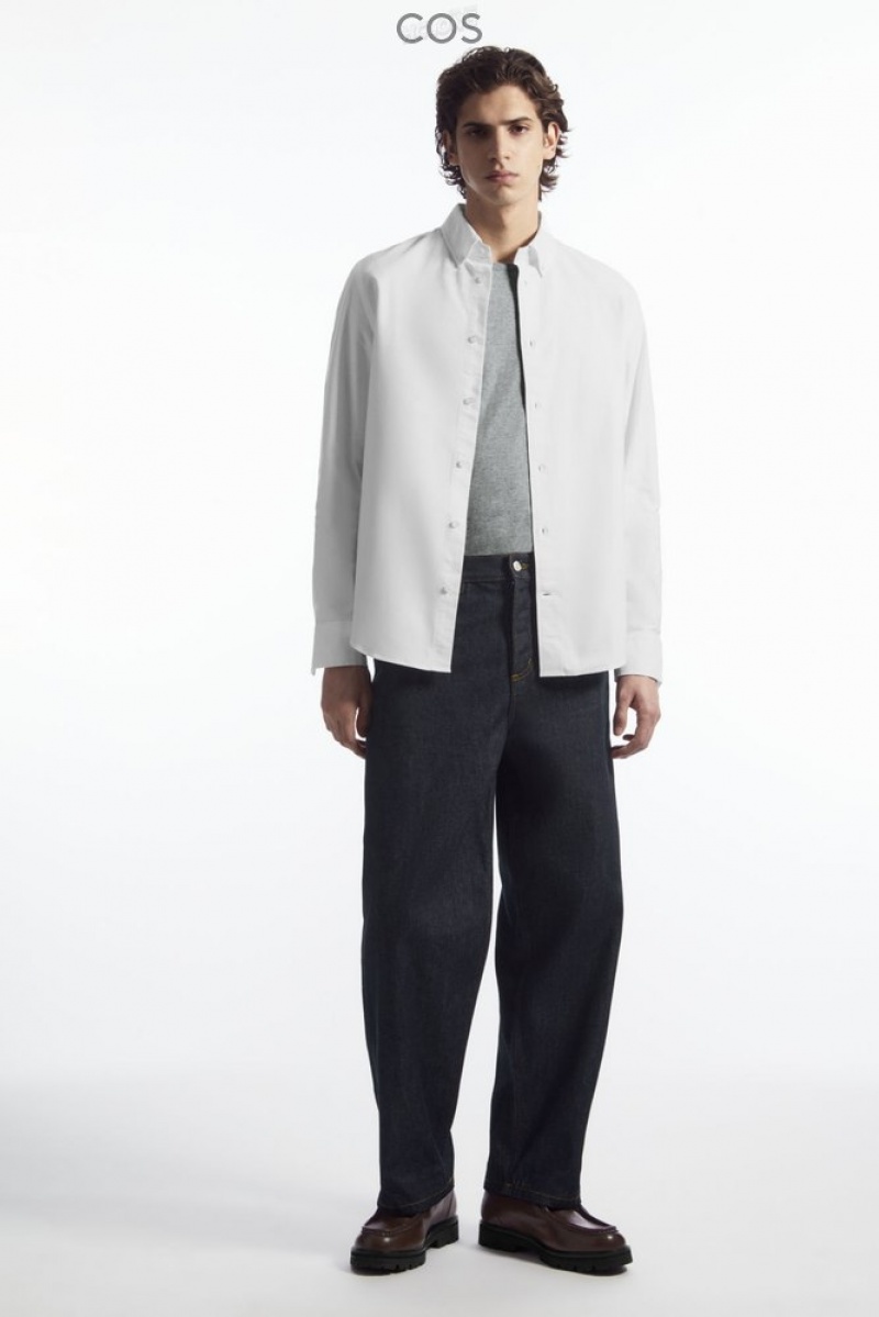 White COS Button-Down Collar Oxford Shirt | GN70-K4EN