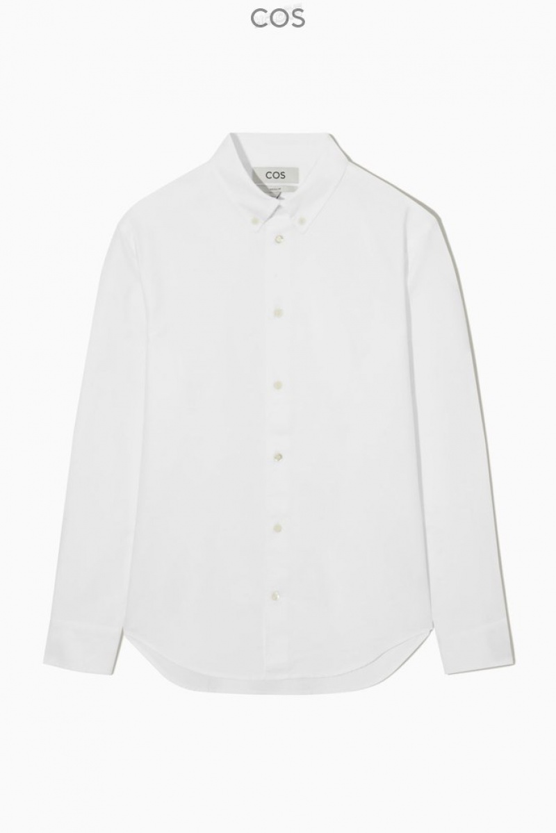 White COS Button-Down Collar Oxford Shirt | GN70-K4EN