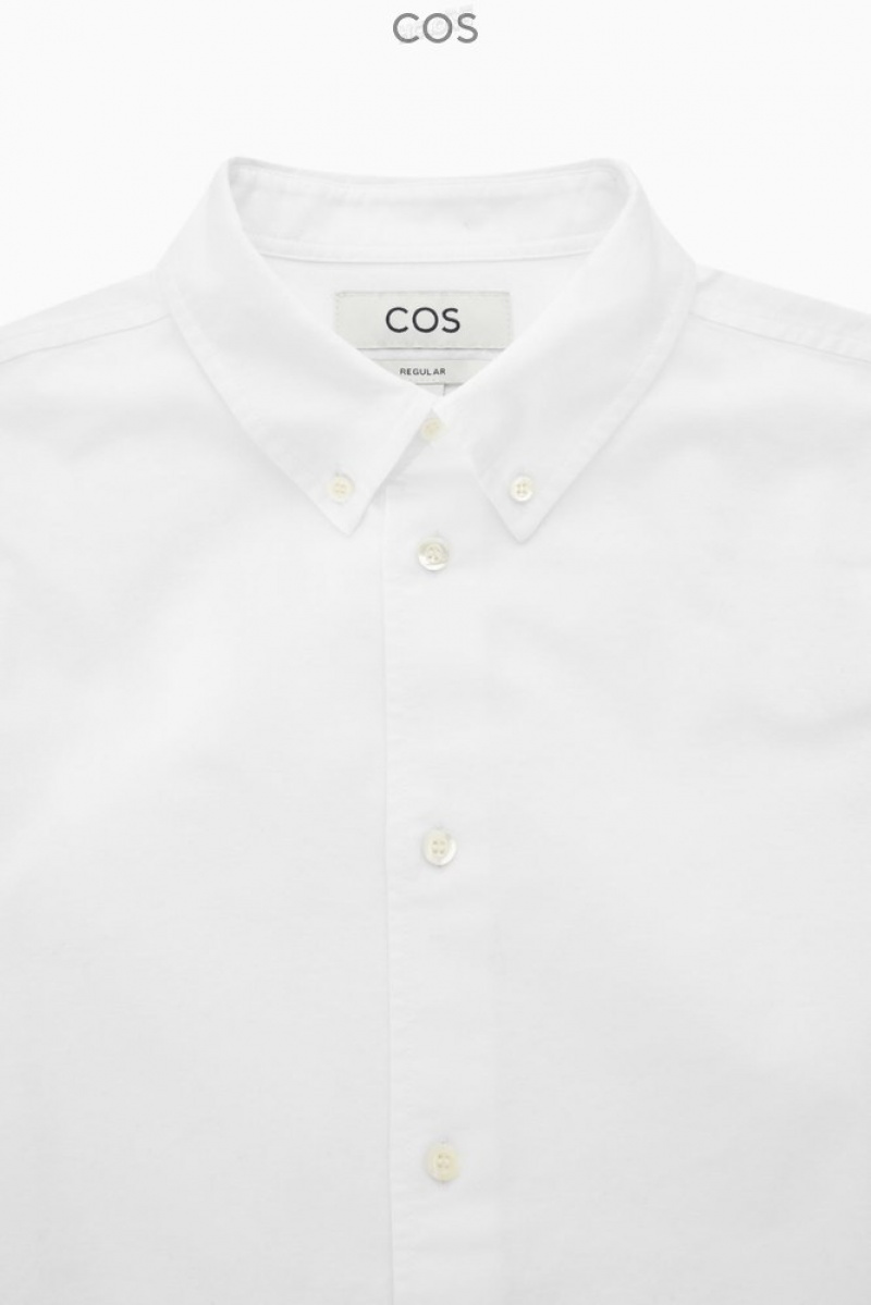 White COS Button-Down Collar Oxford Shirt | GN70-K4EN