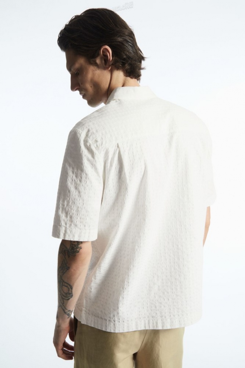 White COS Crochet Short-Sleeve Shirt | JM44-B3DM