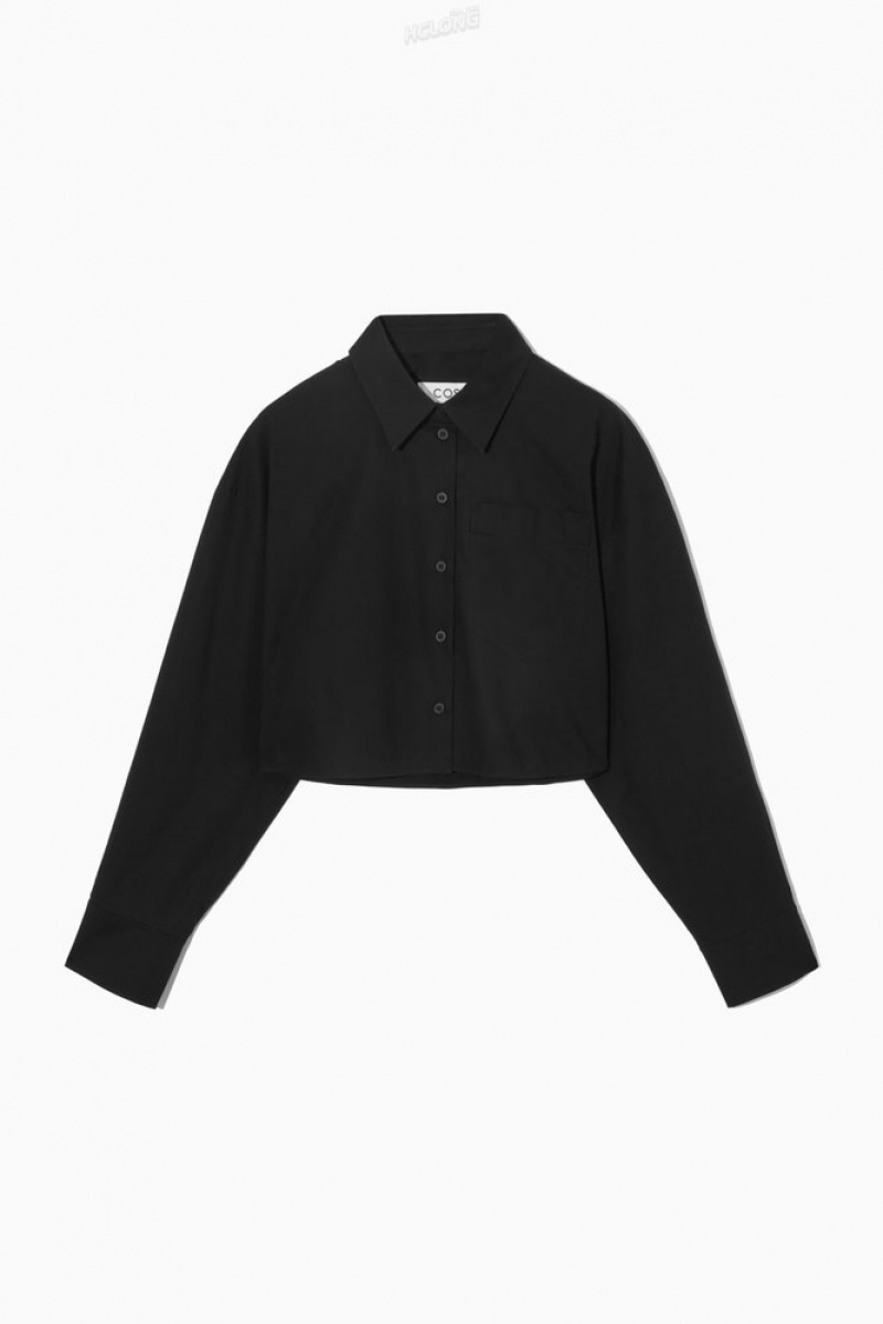 White COS Cropped Poplin Shirt | NB26-Q9PF