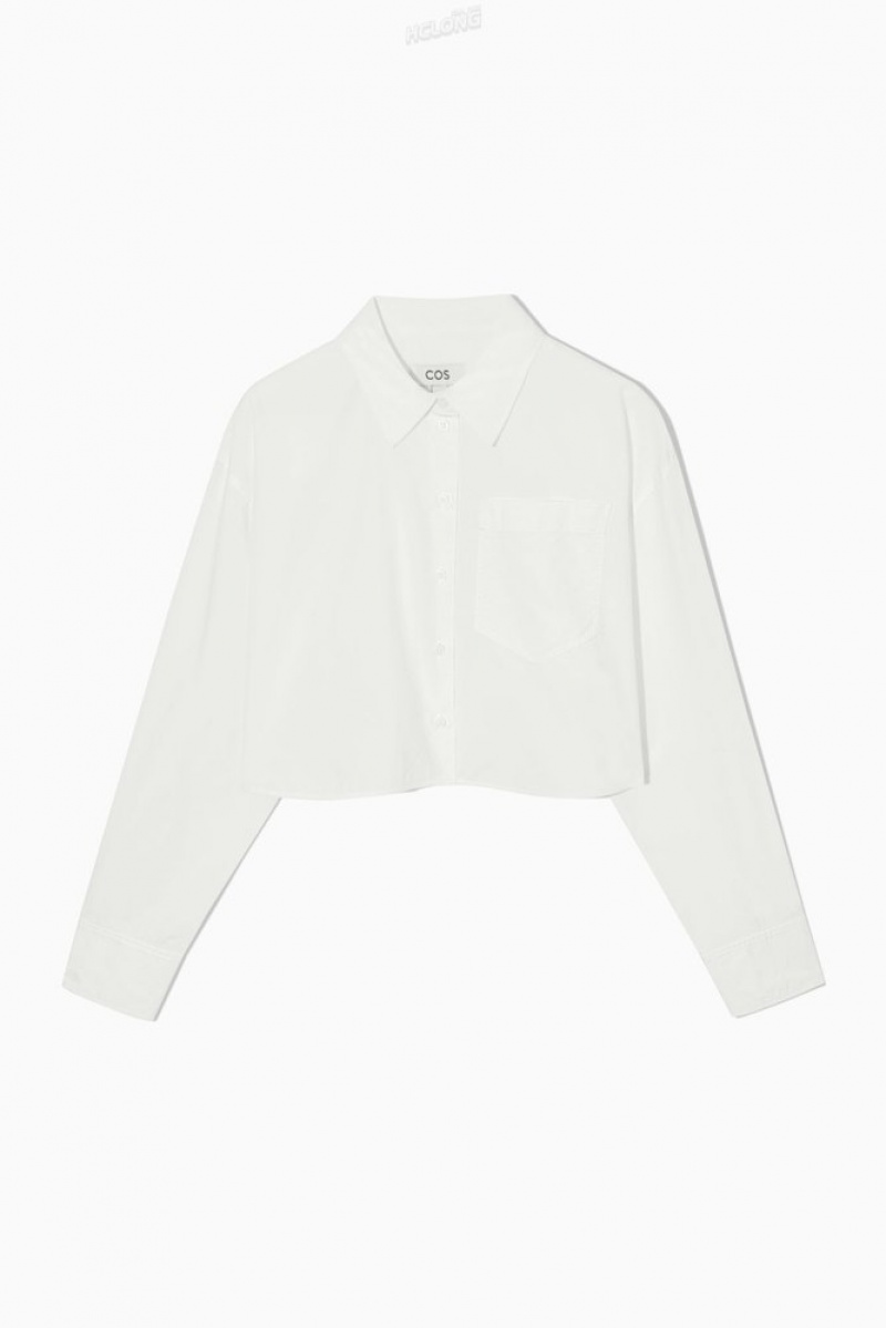 White COS Cropped Poplin Shirt | WW90-I2QV