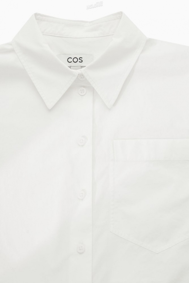 White COS Cropped Poplin Shirt | WW90-I2QV