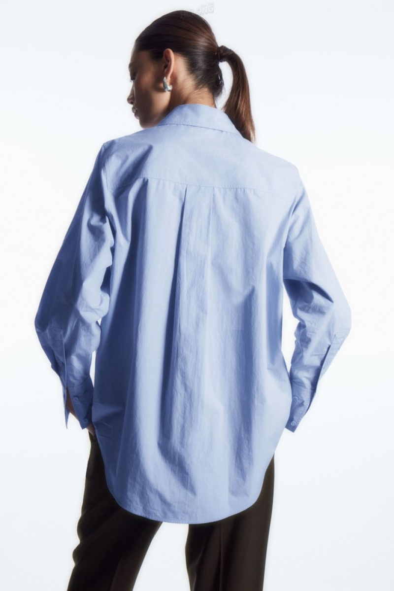 White COS Oversized Long-Sleeve Shirt | BX84-C9IK