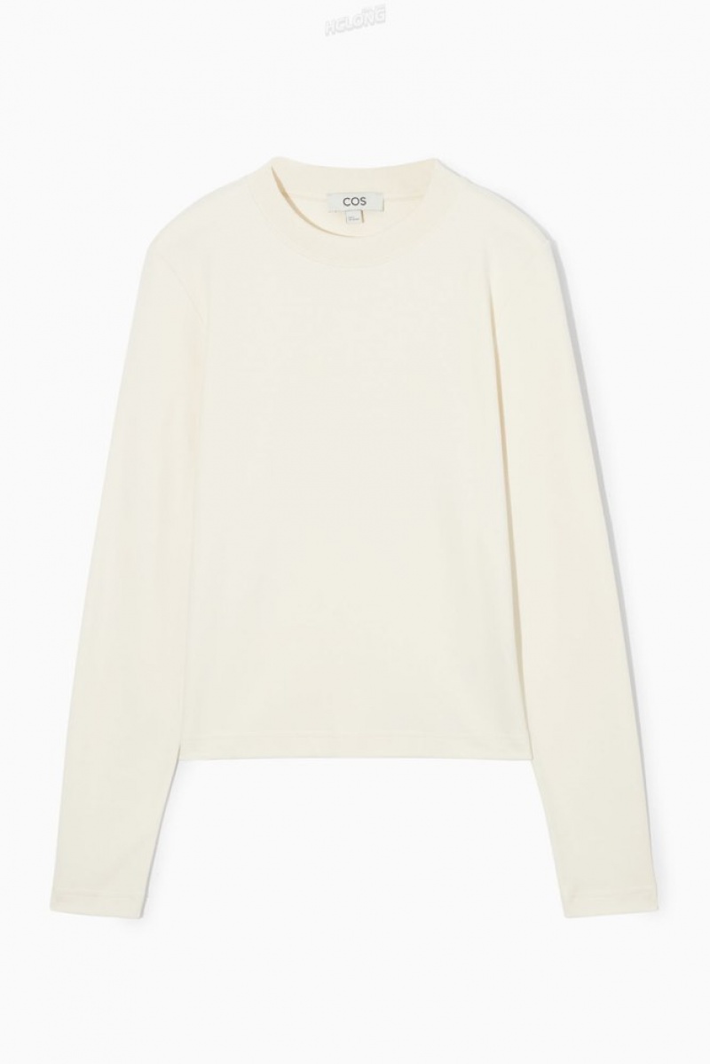 White COS Regular-Fit Heavyweight Long-Sleeved T-Shirt | FU00-K0FR