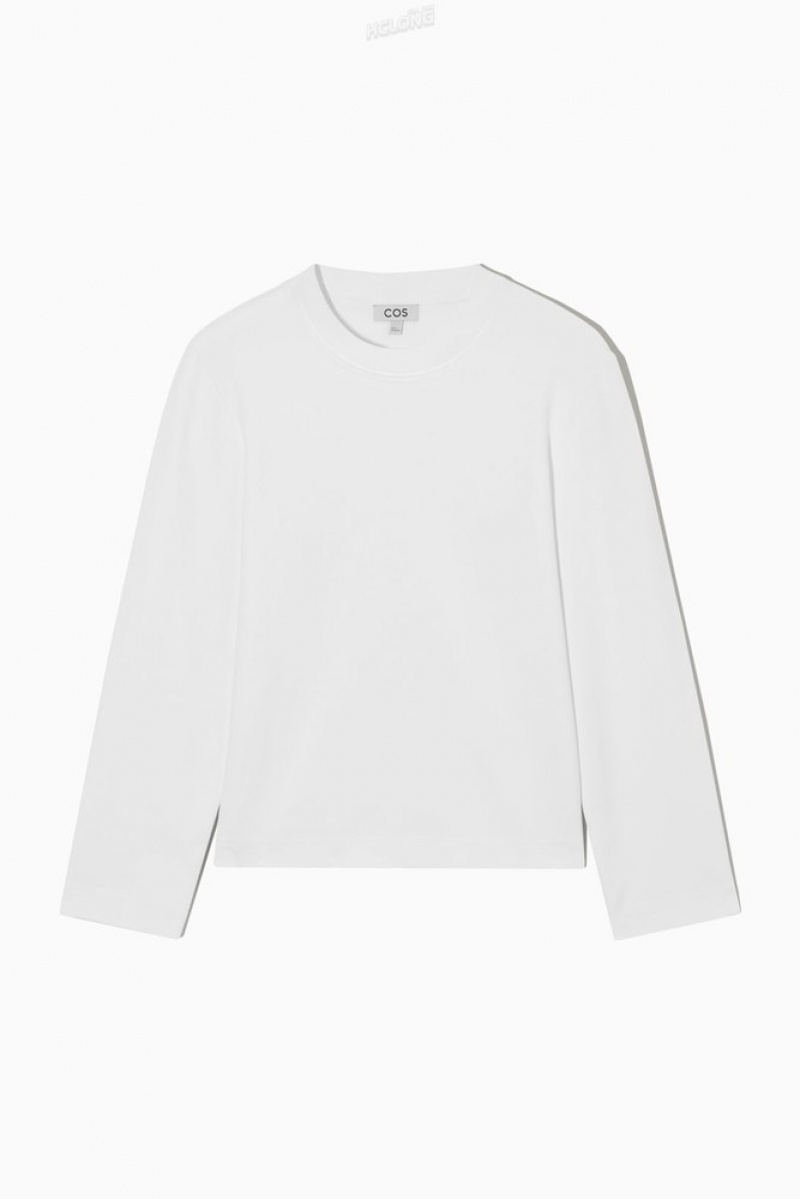 White COS Regular-Fit Heavyweight Long-Sleeved T-Shirt | NF65-F7OB