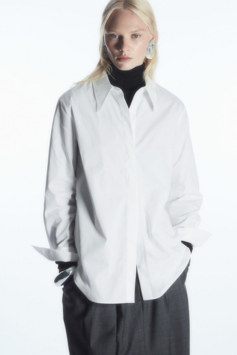 White COS Relaxed Cotton-Poplin Shirt | AK58-N0ER