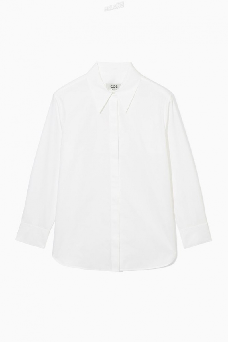 White COS Relaxed Cotton-Poplin Shirt | AK58-N0ER